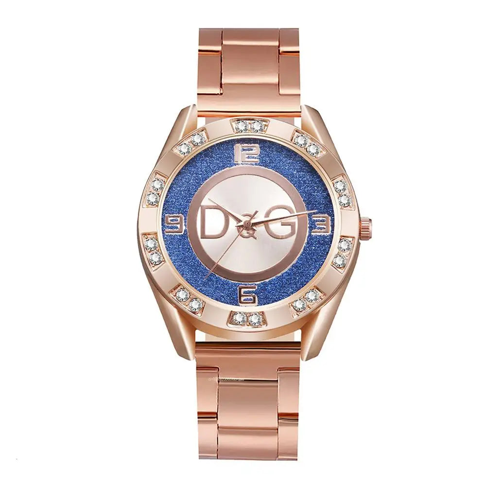 Luxus Neue Marke Frauen Uhr Mode mit Diamanten Kristall Design Quarz Uhren Freizeit Rose Gold Edelstahl Armband Uhr