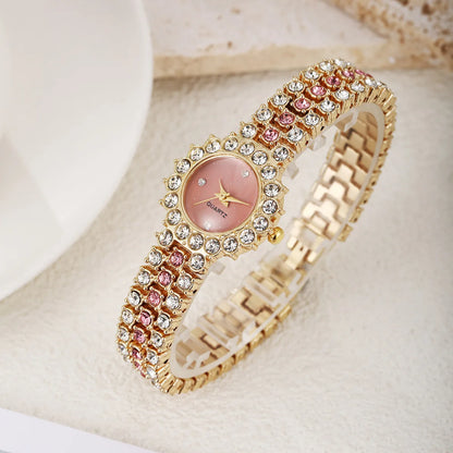 5/1PCS Set Luxus Quarzuhr Frauen Ring Halskette Ohrring Strass Mode Armbanduhr Casual Damen Armband Uhren Keine box