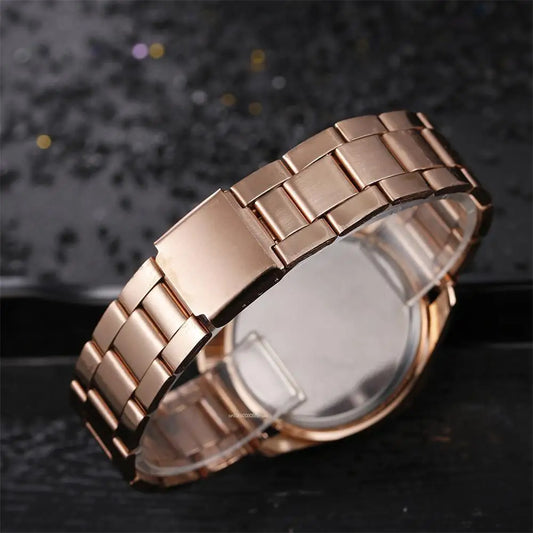 Luxus Neue Marke Frauen Uhr Mode mit Diamanten Kristall Design Quarz Uhren Freizeit Rose Gold Edelstahl Armband Uhr