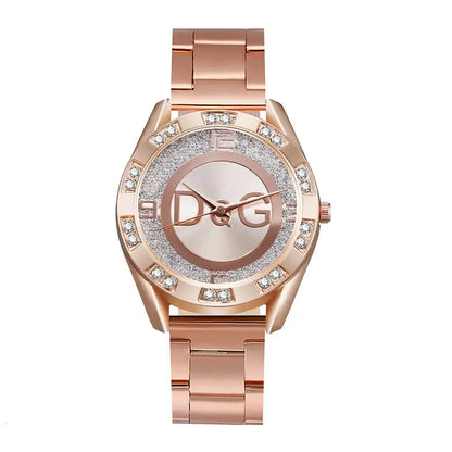 Luxus Neue Marke Frauen Uhr Mode mit Diamanten Kristall Design Quarz Uhren Freizeit Rose Gold Edelstahl Armband Uhr