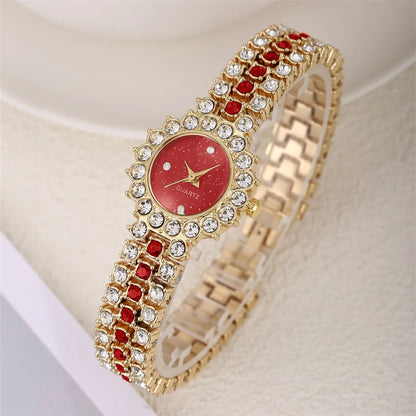 5/1PCS Set Luxus Quarzuhr Frauen Ring Halskette Ohrring Strass Mode Armbanduhr Casual Damen Armband Uhren Keine box