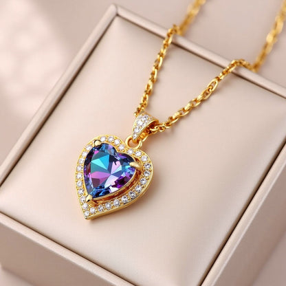 Top Luxus Bunte Kristall Ozean Herz Anhänger